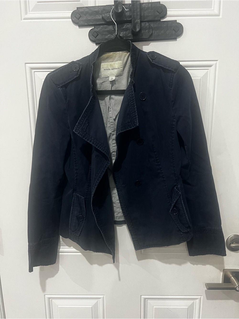 Banana Republic Men's Double-Breasted Navy Trench Coat